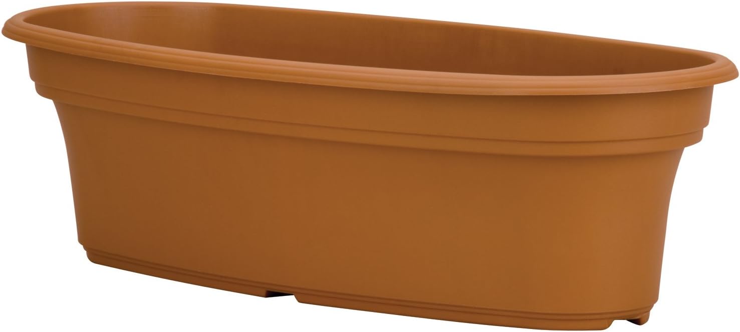 The HC Companies Panterra Oval Planter Decorative 20-Inch Plastic Pot Planter for Outdoor Plants, Pairs w/ 20" Clay Panterra Saucer SPO20000E22 Clay (PAP20000E22)