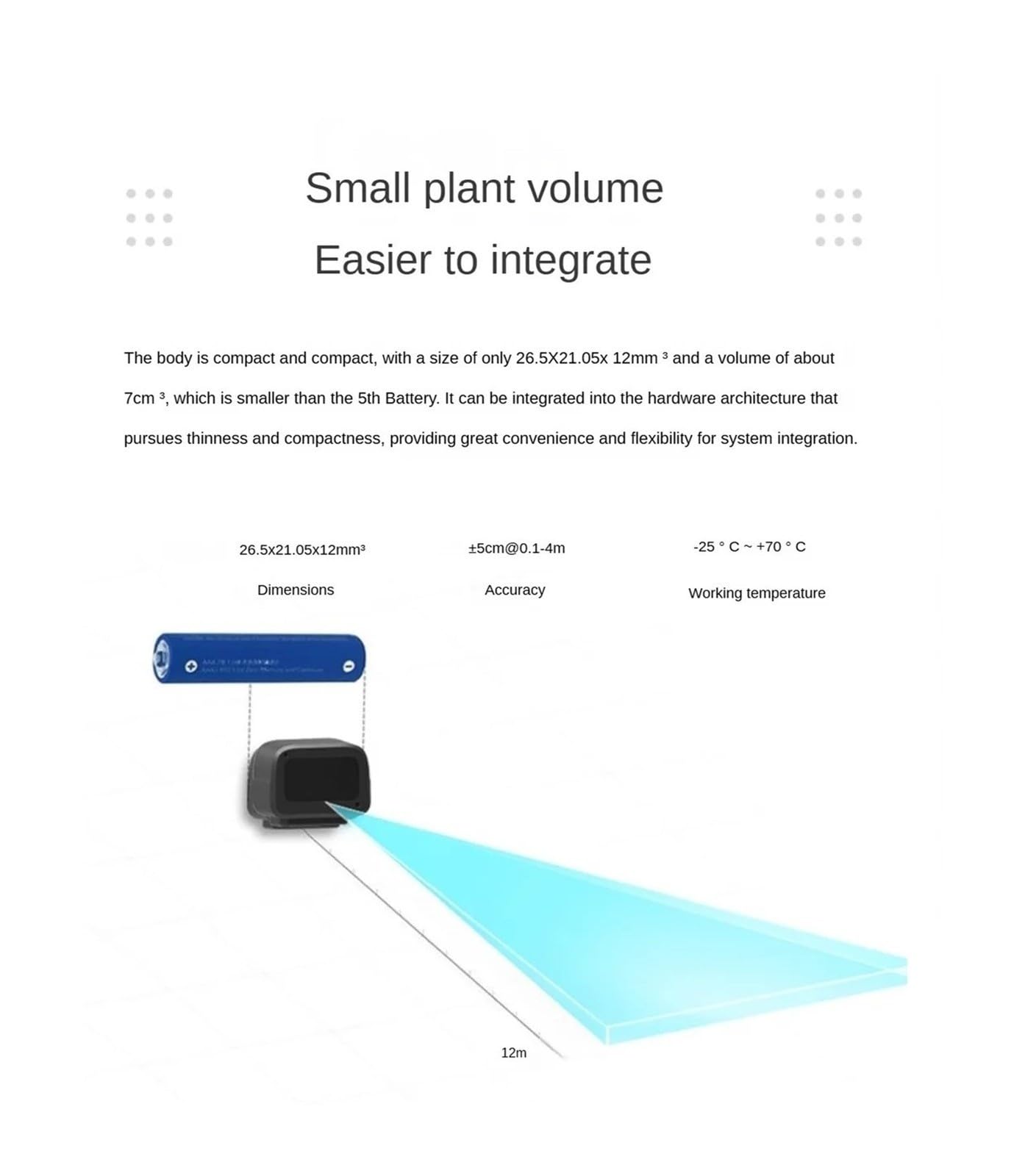 ChuFort Jednopunktowy laserowy czujnik radarowy 14° FOV do wykrywania przeszkód Lidar