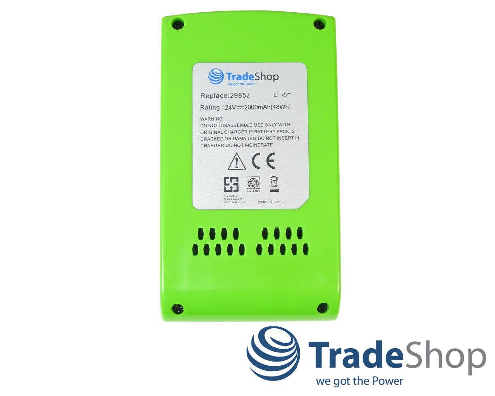 Trade Shop Premium Batteria agli ioni di litio Batterie Ricaricabili, 24 V2000 mAh per motosega Greenworks – G24 2000107, Sega a catena 25 cm 2000007, Soffiatore 2400007