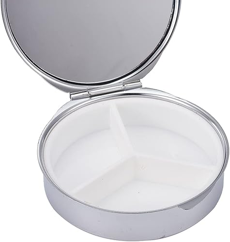 Miniatura 4 de XianghuangTechnology Shiny Diamonds - Pastillero compacto de 3 compartimentos para medicamentos para bolsillo o bolso, organizador redondo de
