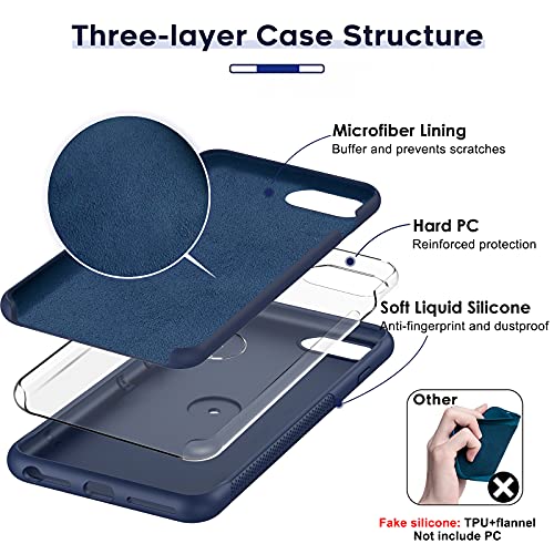 Leyi Iphone 8/7/6S/6 Case For Boys Men, Blue Silicone Hard Cover With Kickstand, 2 Pack Tempered Glass Screen Protectors #TOP2