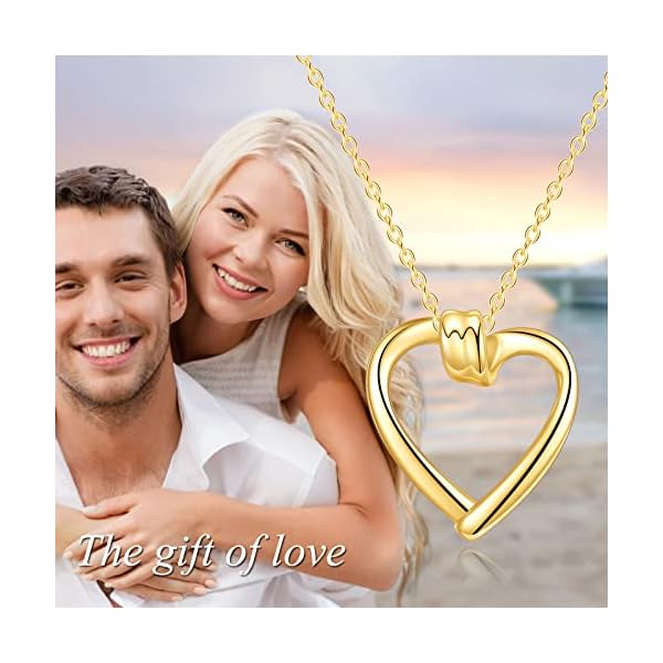 KECHO 14k Solid Gold Heart Pendant Necklace Fine Gold Jewelry Mothers Day Birthday Gifts for Women Wife Daughter Sister - Image 6