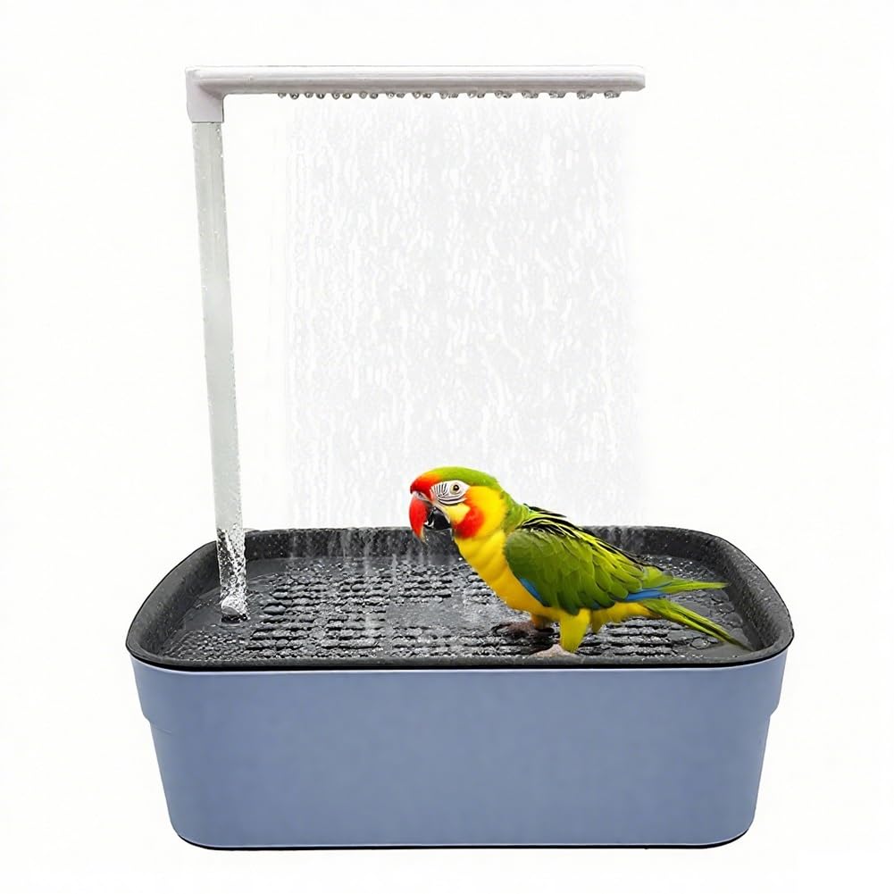 Seymal Bird Shower Bath, Automatic Water Cycle Bathtub with Multiple Faucets, Parrot Bathtub, USB Electric Pet Bird Bath Tub for Cockatiel, African Grey, Small Medium Birds
