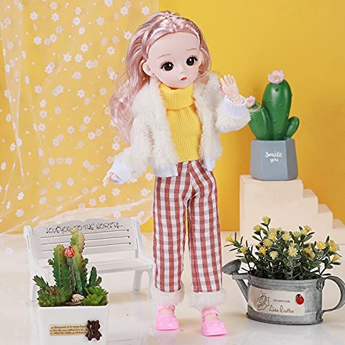 Image of DSR 30CM Doll ( Ball Jointed Doll) Toys with Full Set Clothes Shoes Wig Makeup Gift for Kids Gift All Day-Mix-White Color (Movable Joint-Small Doll-30CM (Pink+White))