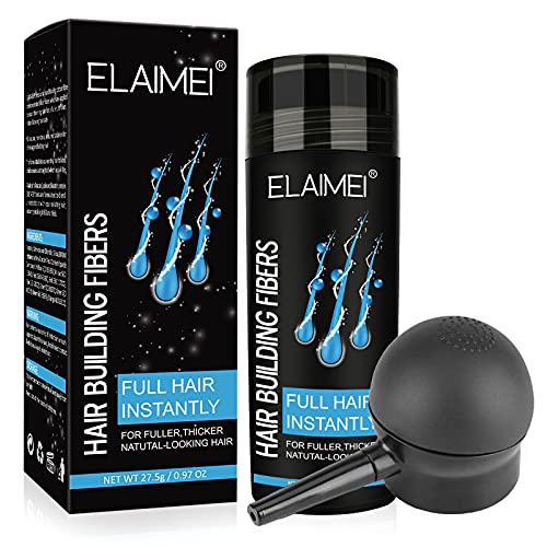 Hair Fibers for Thinning Hair Black, Hair Building Fibers for Men Women with Hair Fiber Spray Applicator, Hair Building Fibers Refill Thicker Hair in 15 Seconds, Conceals Hair Loss & Look Younger
