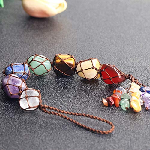 Handmade Crystal Window Car Hanging Ornaments 7 Chakra Home Decoration Feng Shui Ornament Yoga Meditation Car Decoration Tumbled Palm Stones Christmas Decorations Ornaments #TOP3
