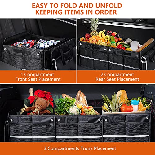 AOPHY Car Trunk Organizer with Insulated Cooler Bag, Foldable & Waterproof Storage Organizer with Lid for SUV, Truck, Sedan - 4 Large Adjustable Compartments, Heavy Duty & Collapsible Design by AOPHY - Image 4
