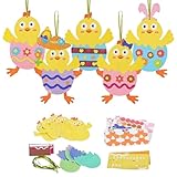 ZYLOUY Osterdeko, Osterdekoration Bastelset mit 12 Eiern und Küken, Moosgummi Gelb für DIY Osterdeko, Ostern Deko für Zuhause, Größe 14,3 × 12 cm, Kann die Feststimmung verstärken