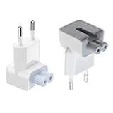 2 Pcs Mac European Plug Adapter, Europe Travel Mac DuckHead Power Adapter/Charger/Converter EU Wall Plug Duck Head Replace for A-pple MacBook/Mac i-Book/i-Phone/i-Pad etc