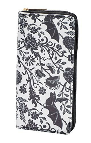 Skull Wallets for Women, Zip Around Goth Wallet Large Capacity Phone Case Long Purse Credit Card Clutch for Women Ladies Girls (Goth Bat)2