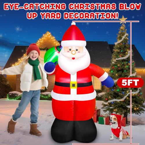 Condition photo showing As Is for danxilu 5ft christmas inflatables santa claus with gift bag outdoor decor