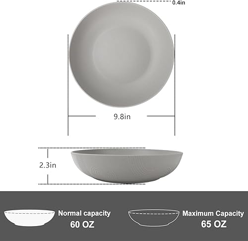 Miniatura 3 de PYRMONT Juego de 6 cuencos de paja de trigo de 65 onzas, cuencos grandes de 10 pulgadas, platos para cocina, cuencos poco profundos, cuencos para
