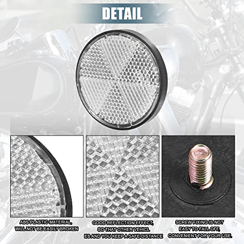 Image of X AUTOHAUX 8 Pcs Round Rear Reflectors Screw on Safety Spoke Reflective Gate Posts Reflector for Cars Trailer Motorcycle Trucks Boat Bicycle Bike White