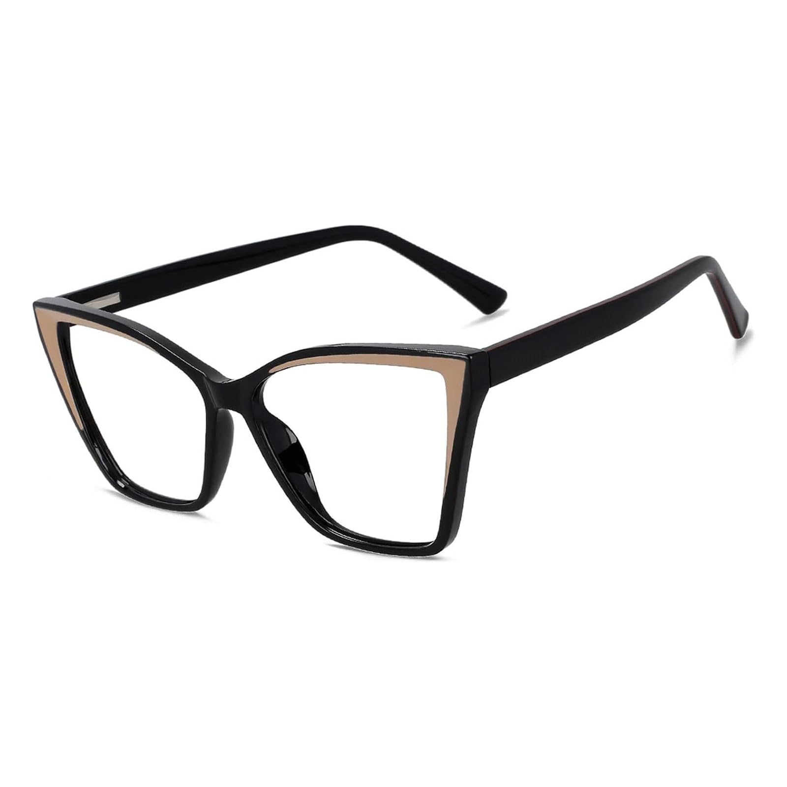 EYPKPL Brillenfassungen, Titan-Kunststoff, Anti-Blaulicht-Brillenfassungen, 2-Farben-Spleiß-Brillenfassungen, optische Cat-Eye-Brillen