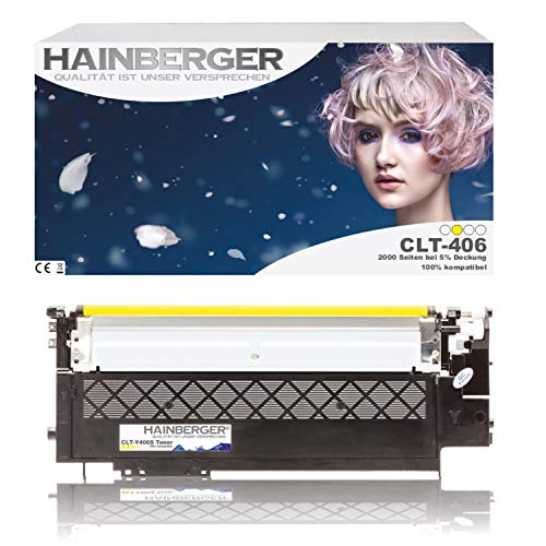 Hainberger Toner XXL pour imprimantes Samsung CLP360/CLP365, CLX-3300, CLX-3305, CLX-3305FN, CLX-3305FW, CLX-3305W, équivalent du modèle LS-CLT-Y406S Jaune Cover
