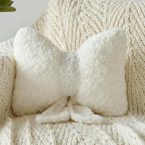 Ddliury Bow Pillow, Decorative Bow Pillows with Soft Plush for Couch Bed, Bow Shaped...