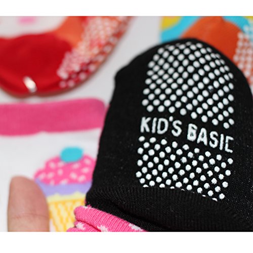 Yaobabymu 6 Pairs 16-36 Months Baby Boy's Girl's Non Skid Ankle Cotton Toddler Anti Skid Slip Slipper Stretch Knit Socks and Gift, Footsocks Sneakers Socks,Length 12-15cm