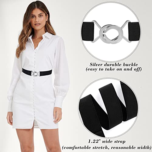 LEACOOLKEY Elastic Skinny Waist Belt for Dress Women Men No Show Stretchy Thin Belt for Jeans Pants Flat Buckle4