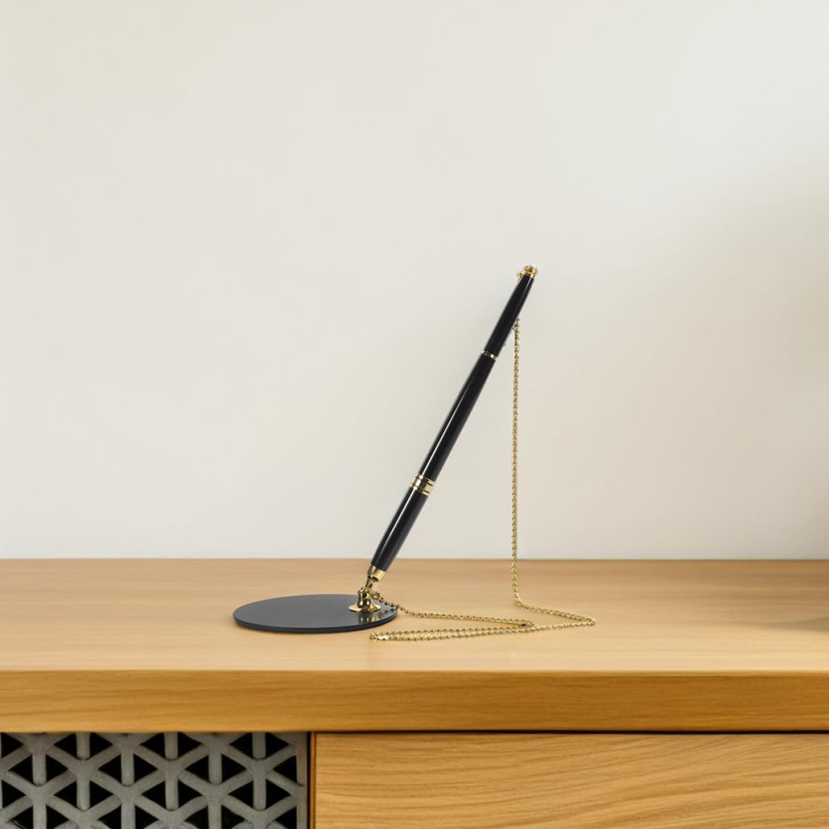Générique 2 Pièces Stylos à Sécuriser Support de Bureau de Stylos Noirs avec Cordon pour Accueil Bureau École à Élégant et