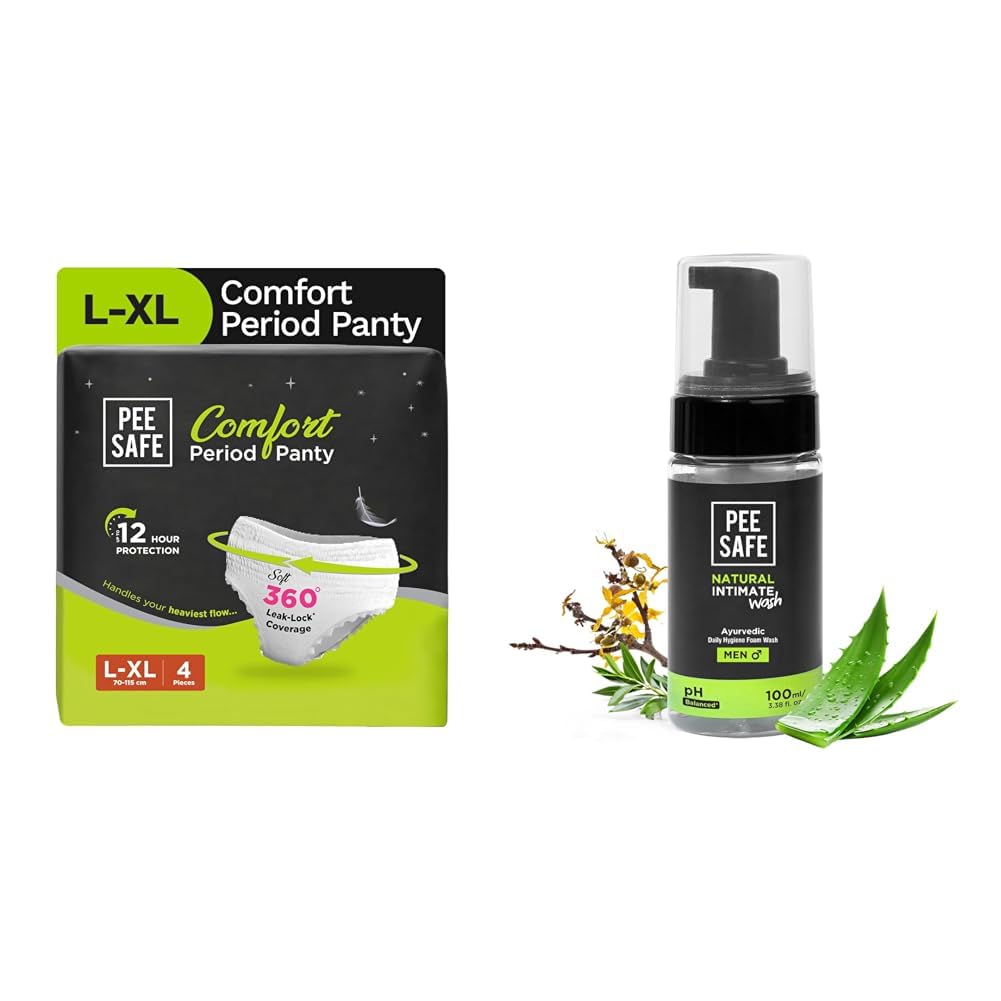 Pee Safe Comfort Period Panties | L-XL | 4 Panties | 360° Protection | 12 Hr Protection | Leak Pro | Pee Safe Natural Intimate Wash for Men | Tea Tree Essential Oil | Ayurvedic | Mens Intimate Wash |-image-41