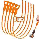 Drain Snake, 5 Pack Sink Snake for Drain Clog Remover, 20'' Snake Drain Cleaner Tool, Shower Drain Hair Catcher for Bathtubs & Sinks (5PCS)