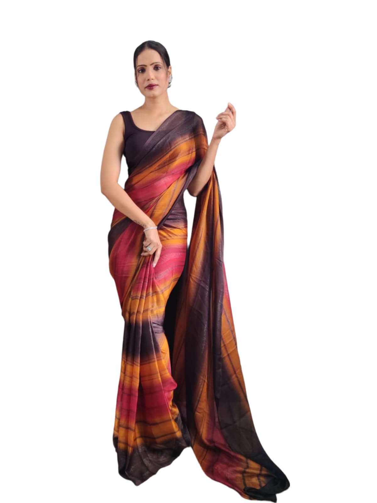 DIVUS Ready to wear Pre draped Prestitched one min readymade Designer Parywear saree with Unstitch Blouse