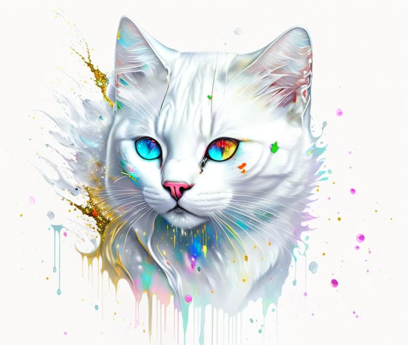Toile fantastique chats blancs grand format pour créer un salon zen