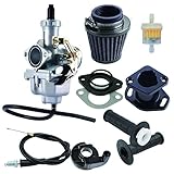 PZ27 carburetor compatible with Honda XR100 XR100R CRF100F 4 stroke CG 125CC 150CC 200CC 250CC CNC intake manifold 38MM air filter Throttle Control Handle (black)