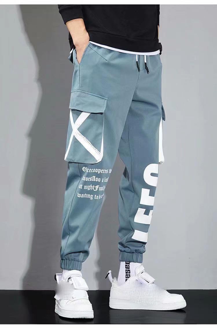 Wiosenne spodnie cargo dla mężczyzn, klasyczne, casualowe, streetwear, z paskami i wieloma kieszeniami
