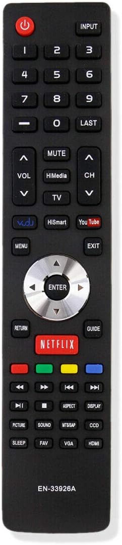 Poramo Replacement Remote Control for Hisense EN-33926A LED Smart TV 32K20DW 40K366WN