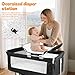 ehozirta 4 in 1 Baby Crib, Baby Cradle, Toddler Bassinet, Infant Cot, Travel Cot, with Mattress and Changing Table, Folding, Adjustable, Rocking, Portable Crib(American Grey)