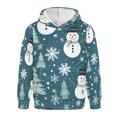 Kids Hoodies Sweaters Christmas Snowman Hooded Sweatshirts with Big Pockets for Boys Girls B0400042