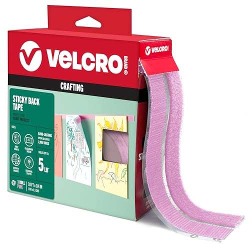 Image of VELCRO Brand Colors | Pink Sticky Back Tape | 10ft Roll with Adhesive, Cut Strips to Length | Mount Classroom Decor, Create Seasonal Craft Projects | Organize Home or Office