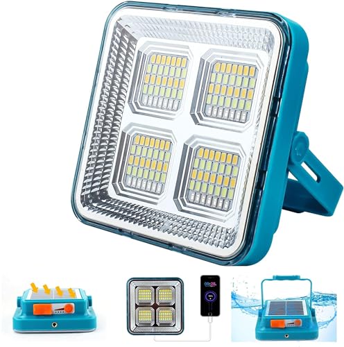 7000LM Foco LED USB Recargable, Solar Batería 4 Modos 12000mAh Luz Plegable Lámpara de Trabajo