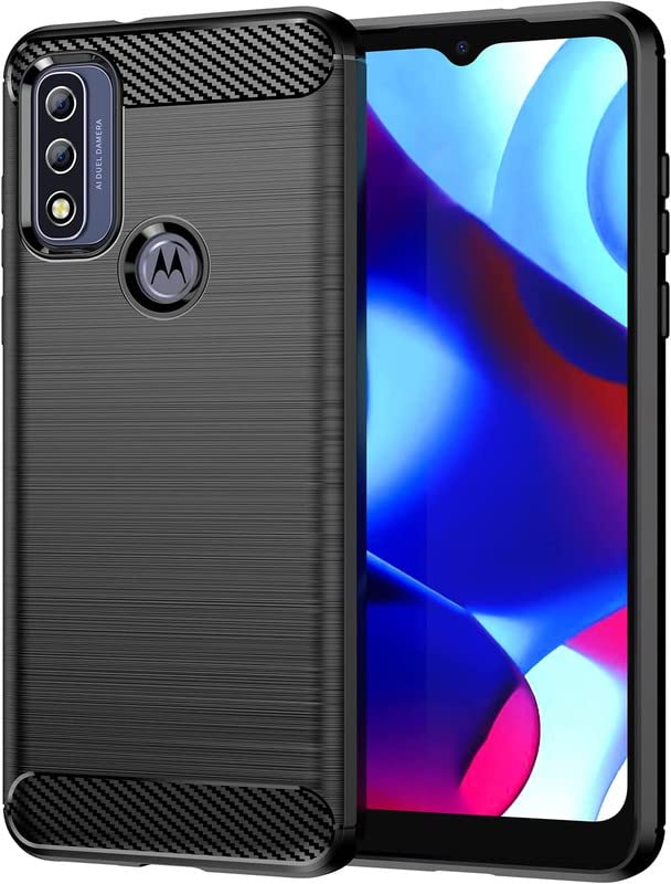 Image of NPRC Hybrid Ultra Slim Protective Case TPU Non-Slip Carbon Fiber Texture Shockproof Case Cover for Moto G Pure - Black