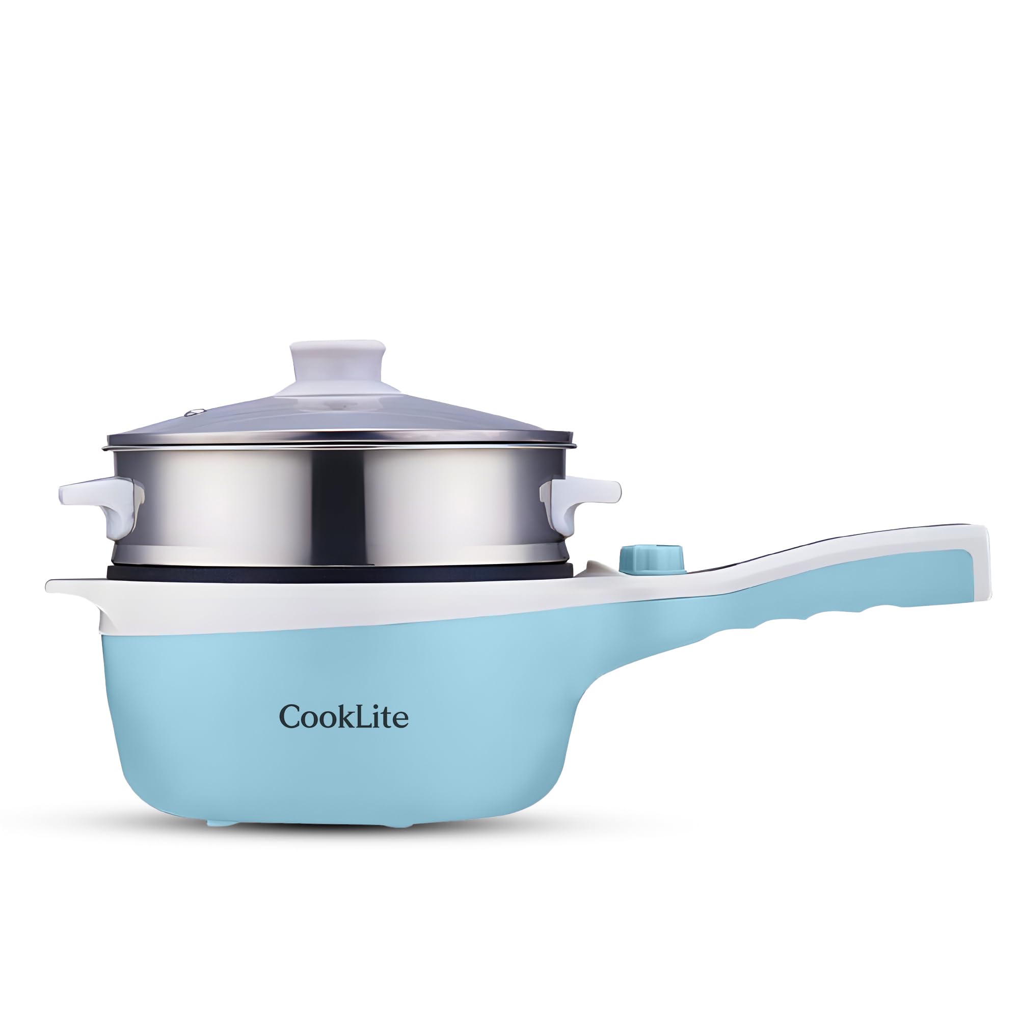 Electric Hot Pot with Steamer – 1.8L Multi-Functional Cooker, Non-Stick, Adjustable Temperature, Portable & Compact for Easy Cooking, Boiling, Simmering & Frying – Ideal for Home, Dorm & Travel (Blue)