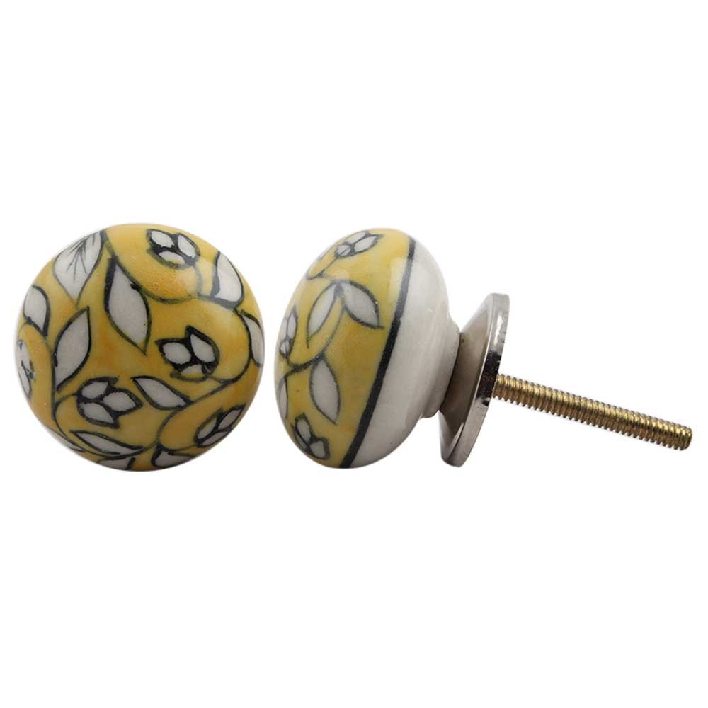 IndianShelf 2 Packs Yellow Floral Ceramic Drawer Knobs for Kitchen Cabinet Hardware Door Decorative Dresser Pulls Premium Furniture (B06VXMYH8R) Amazon Price History, Amazon Price Tracker
