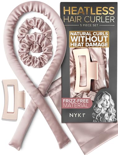 Heatless Curlers Set For Effortless Curls & Waves (5pc Set) NYK1 Satin Hair Curlers No Heat For Overnight Heatless Curls - 40 Curling Rods For Comfortable Easy Styling For All Hair Types And Lengths