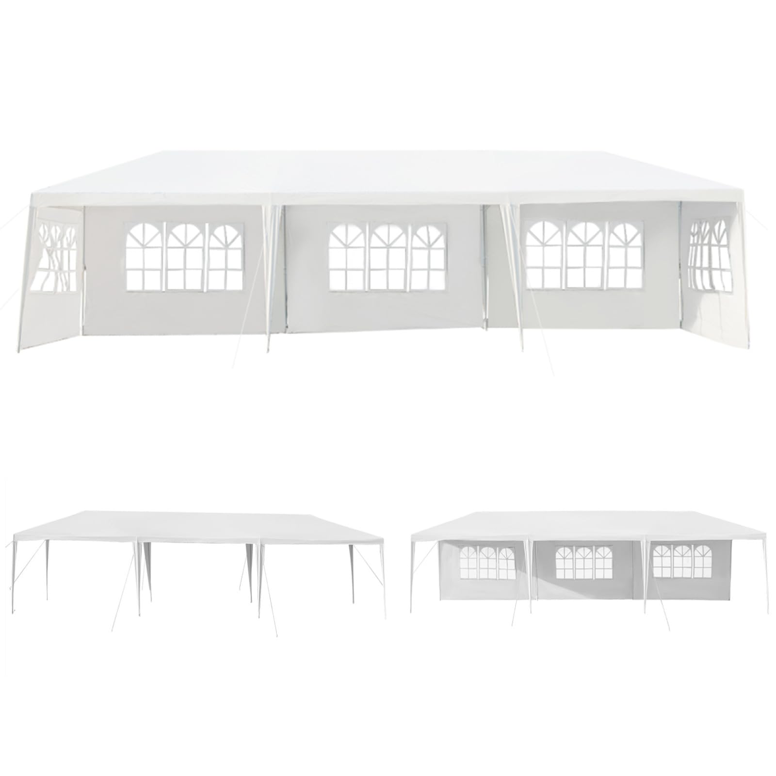 RELAX4LIFE 3x9m Gartenpavillon, Partyzelt Faltbar & Wasserdicht, Gartenzelt mit 5 abnehmbaren Seitenteilen & Fenstern, Faltpavillon mit Eisenstruktur, für Markt Party Hochzeit Festival
