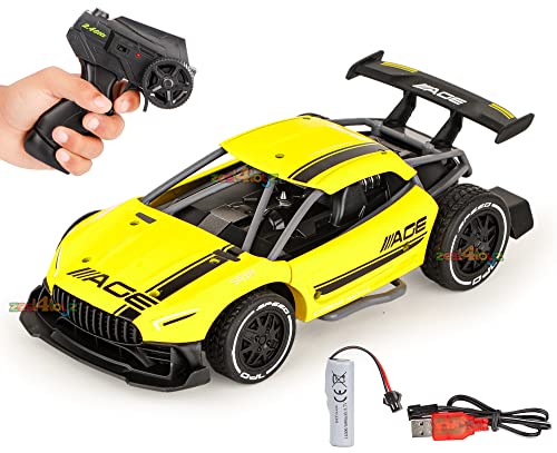 Image of Zest 4 Toyz RC Car Rechargeable Remote Control Racing Car Alloy High Speed Car Toys for Kids Best Gift Vehicle Toys for Boys (Pack of 1) Yellow