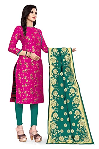 Image of AKHILAM Women's Jacquard Cotton Silk Unstitched Straight Salwar Suit Dress Material (6BNRS5 Parent)