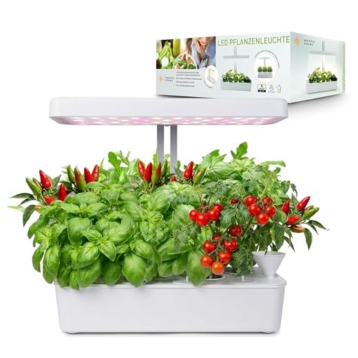 Pflanzenlampe Klein Zenakio - LED Wachstumslampe - Ideal als Zimmerpflanze und Deko - Beleuchtung mit LEDs für den Innenbereich - Einstellbare Größe, automatischer Timer 4 Northpoint Hydroponisches LED Anzuchtsystem Pflanzenlampe Pflanzenleuchte Kräutergarten Innengarten Gewächslampe 22W 1350 Lumen 10 Setzlinge Höhenverstellbar Timer