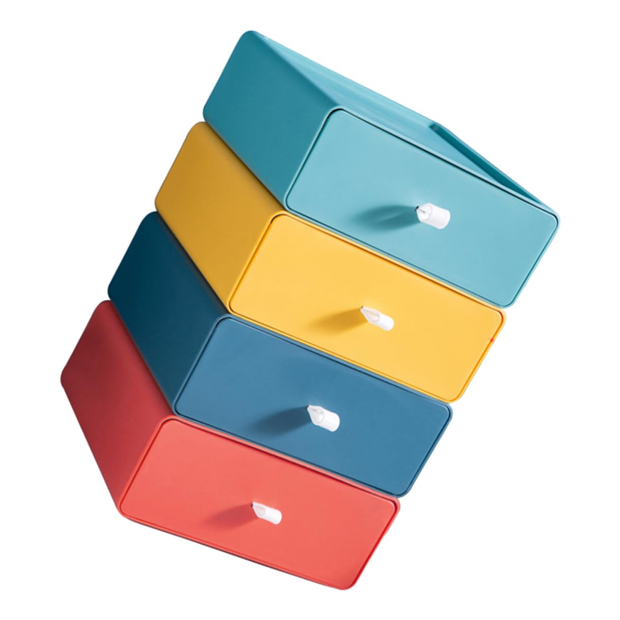 Generico Cassetti Impilabili Da Scrivania Contenitore Portaoggetti Per Ufficio Cassetto Da 4 Pezzi in Giallo Verde Blu Organizzare Articoli Cancelleria e Cosmetici