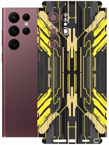 Image of AtOdds - Full Body Back Screen Guard Protector Film - Lamination Wrap Skin Sticker Compatible with Samsung Galaxy S22 Ultra | Scratchproof Matte Finish (Cyber Yellow)