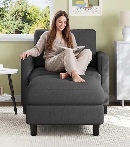 Image of Welzona Sofa Accent Chair with Ottoman, 33 inch Teddy Reading Chair and Ottoman