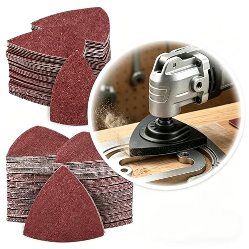 Image of 156Pcs Oscillating Tool Sanding Pads Kit, 3Pcs Triangle Sanding Pads and 3Pcs Finger Sanding Pad, 150Pcs Multitool Sandpaper Set, Grit Fit for Finishing Wood Sanding