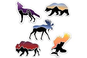 5 PCS Outdoor Mountain Animal Stickers for Water Bottles, Laptops, Hydro Flask, Car Window