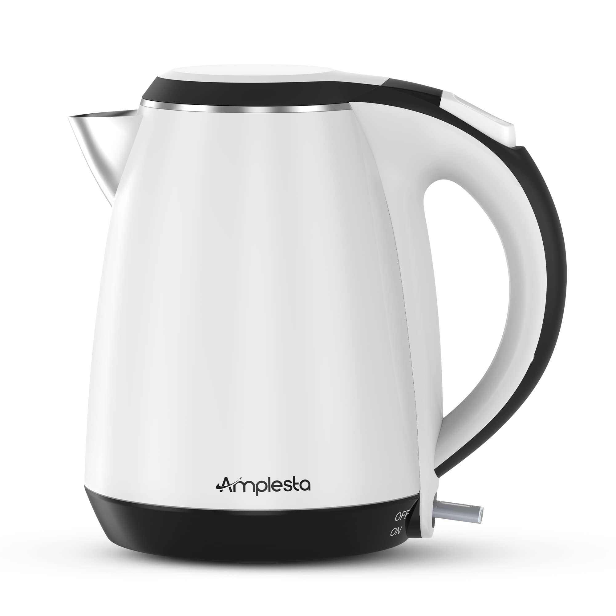 Amplesta Premium Electric Kettle Large | 1.5L Double Wall 100% Stainless Steel BPA-Free Cool Touch Tea Kettle with Overheating Protection, Cordless with Auto Shut-Off | 1 year warranty (White-Black)-image-3