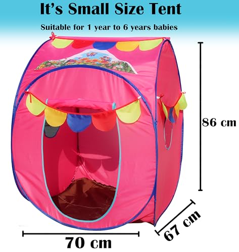 Image of Homecute Pop Up Foldable Hut Type Kids Toys Baby Tent House, Tent House for Girls & Boys, Play Tent House Suitable for 1 Year to 6 Years(Small Size Pink)