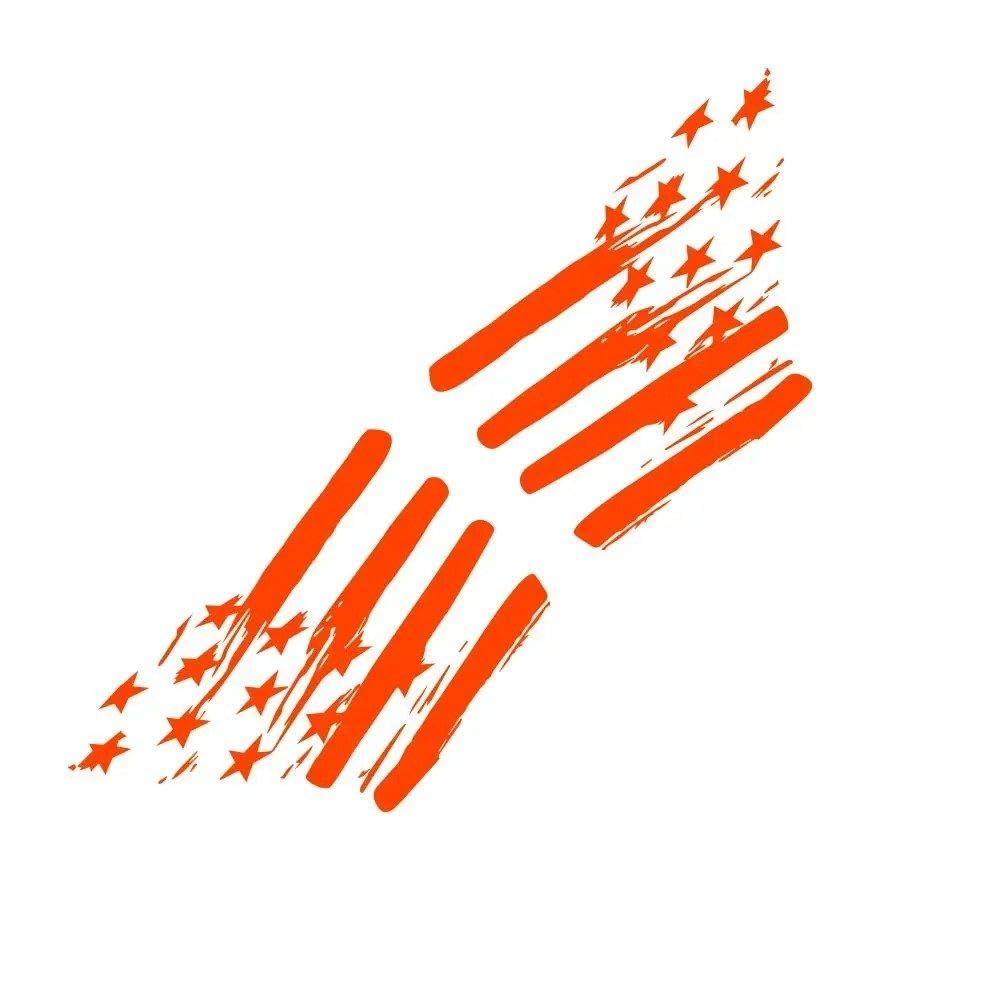Pickup Rear Trunk Bed Side Stickers Truck Graphics American Flag Decor Cover Vinyl Decals(Orange)